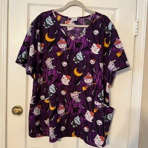 Hello Kitty Halloween Print Scrub Top